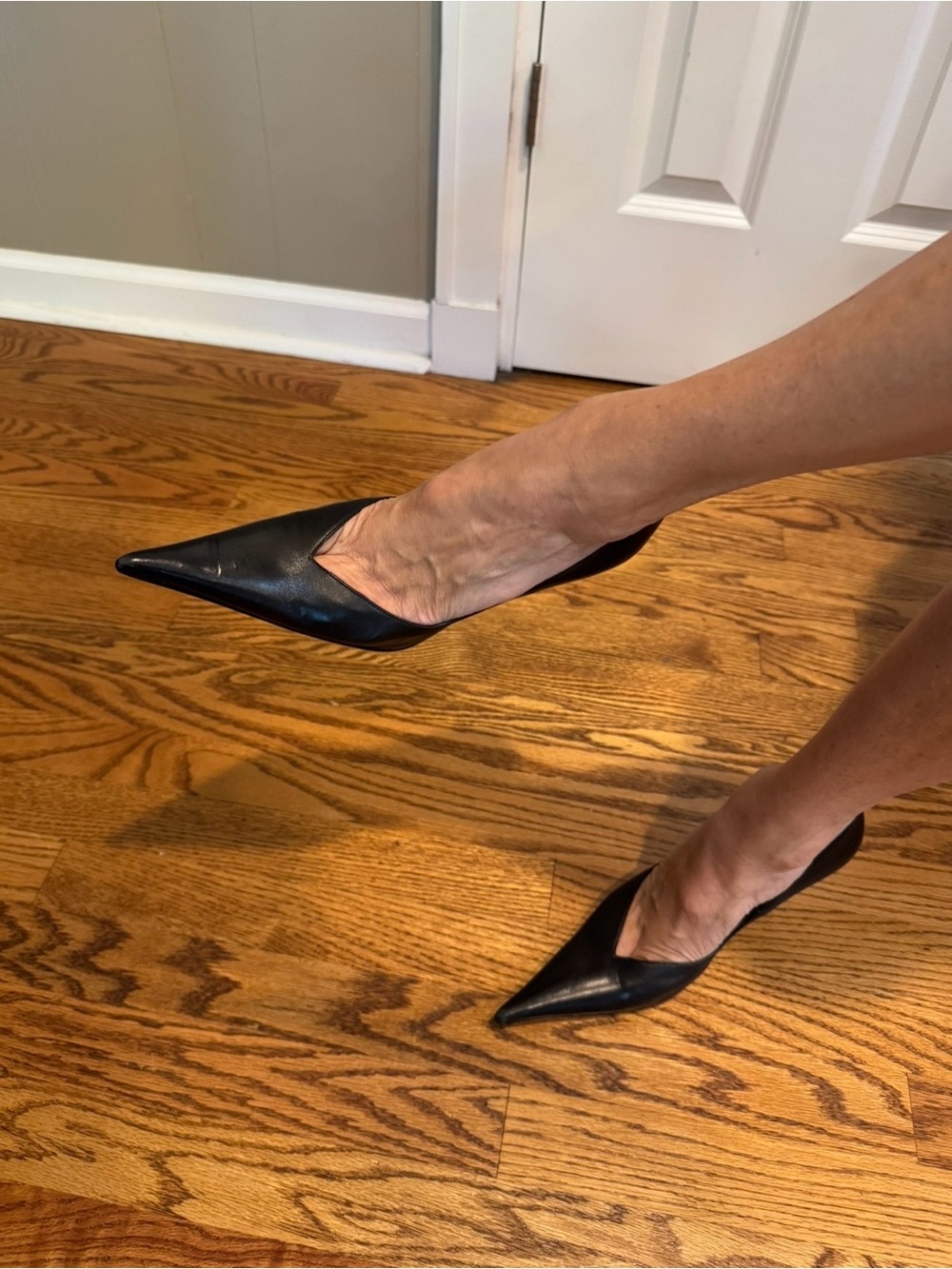 Gianmarco Lorenzi Black Leather Pointed Toe Pumps with Metal Heel